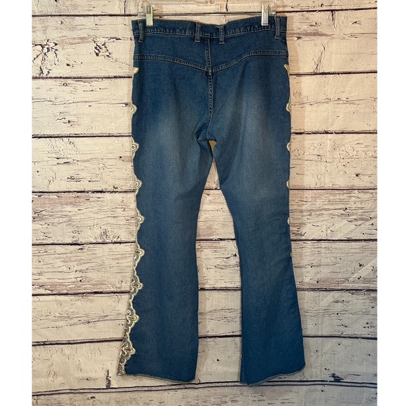 MIXIT Jeans Stretch Flare Leg with Lace & Sequin Sides-10 - Picture 2 of 2